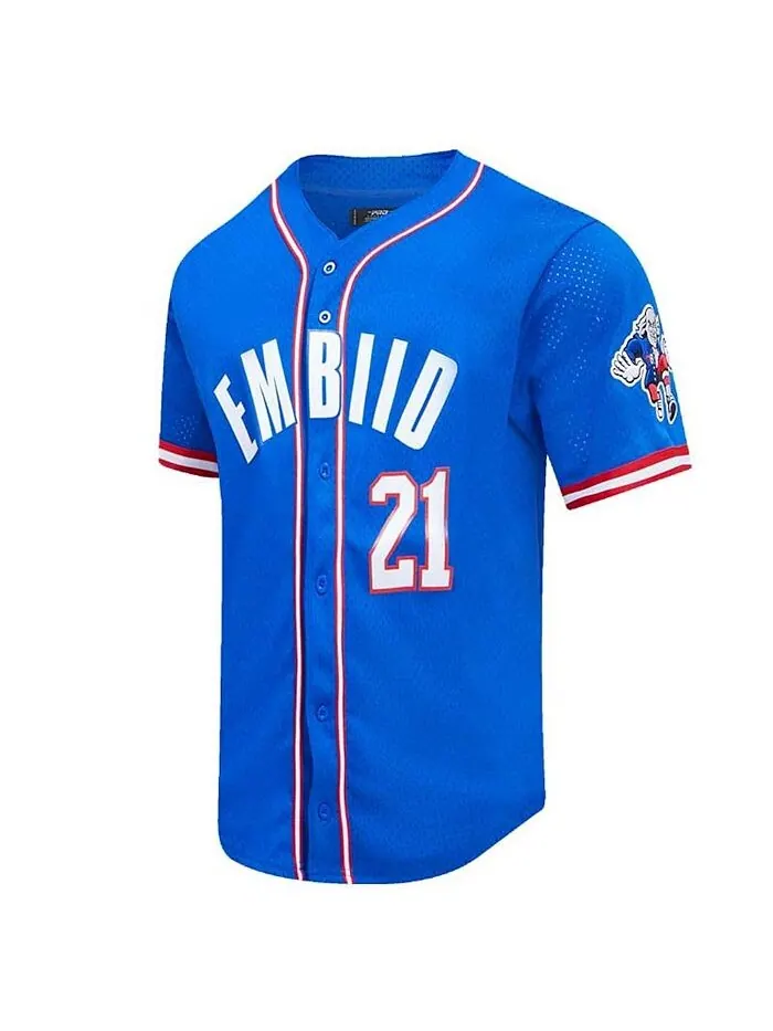 Мужская бейсбольная рубашка на пуговицах Joel Embiid Royal Philadelphia 76ers Capsule Player Pro — изображение 2 из 2