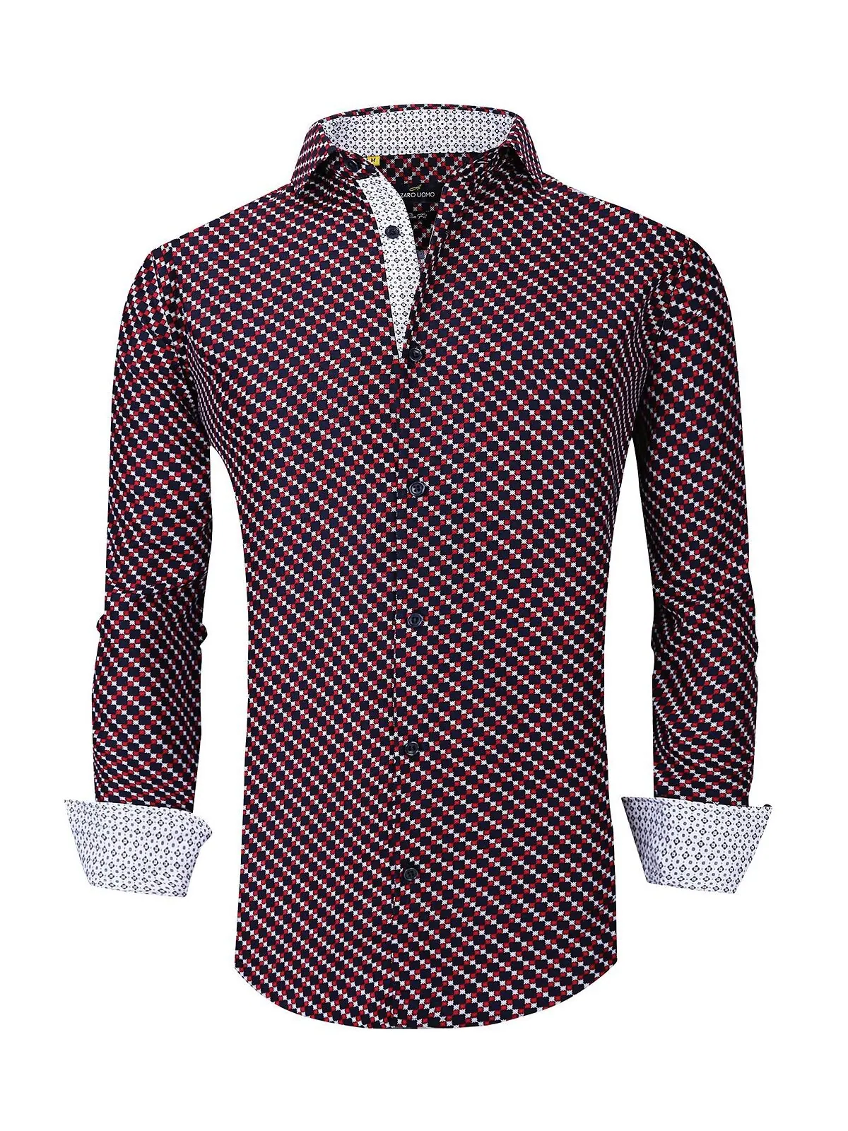 Мужская классическая рубашка slim fit business в морском стиле на пуговицах Azaro Uomo