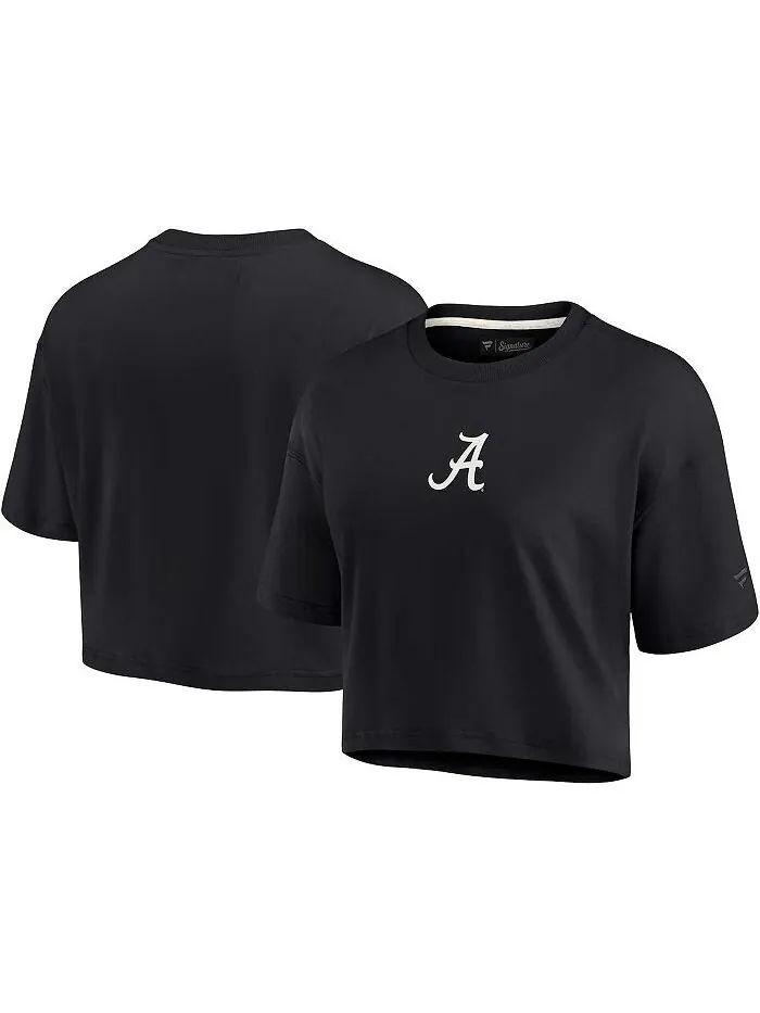 Женская черная укороченная футболка Alabama Crimson Tide Super Soft Boxy Fanatics Signature — изображение 1 из 3, черный