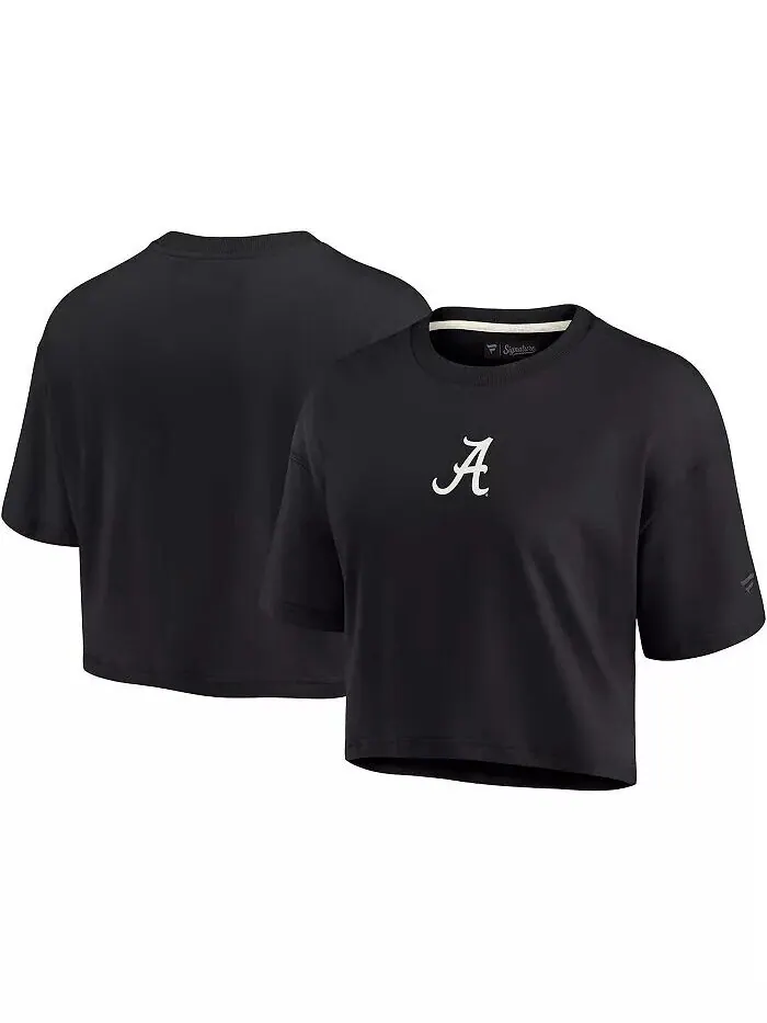 Женская черная укороченная футболка Alabama Crimson Tide Super Soft Boxy Fanatics Signature — изображение 1 из 3
