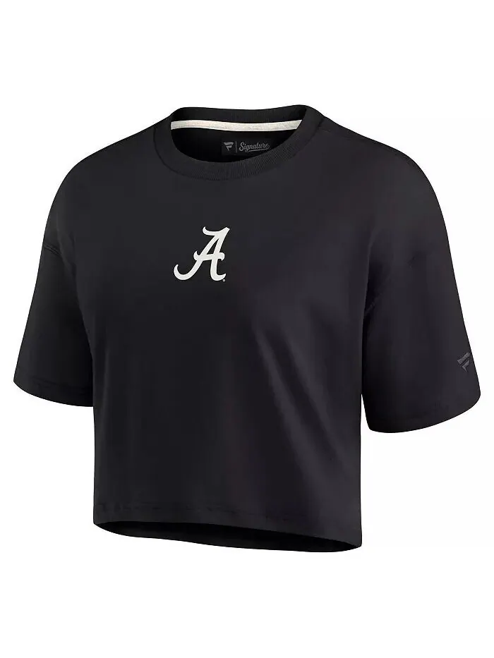 Женская черная укороченная футболка Alabama Crimson Tide Super Soft Boxy Fanatics Signature — изображение 3 из 3