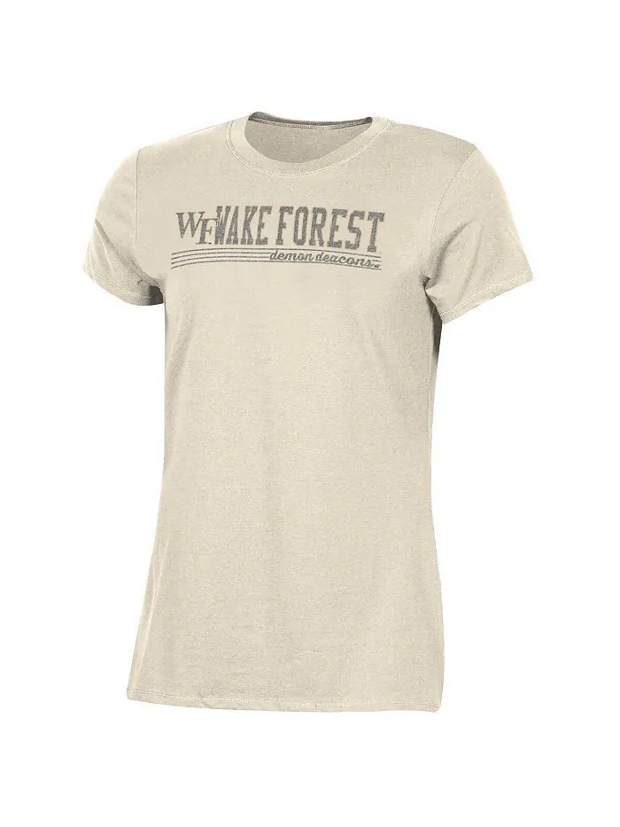 Женская кремовая футболка Wake Forest Demon Deacons Classic с эффектом потертости Champion — изображение 3 из 3, бежевый