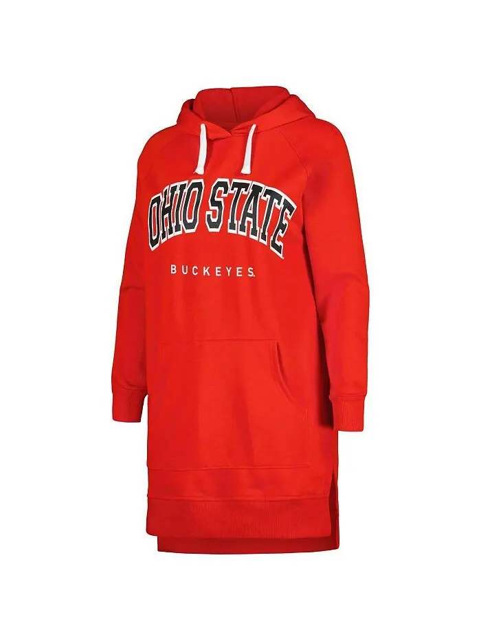 Женское платье-свитшот с капюшоном и капюшоном реглан Scarlet Ohio State Buckeyes Take a Knee — изображение 3 из 3, алый