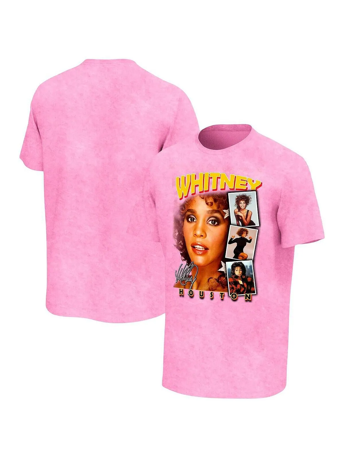 Мужская розовая стираная футболка Whitney Houston Photo Collage Philcos — изображение 1 из 3, розовый