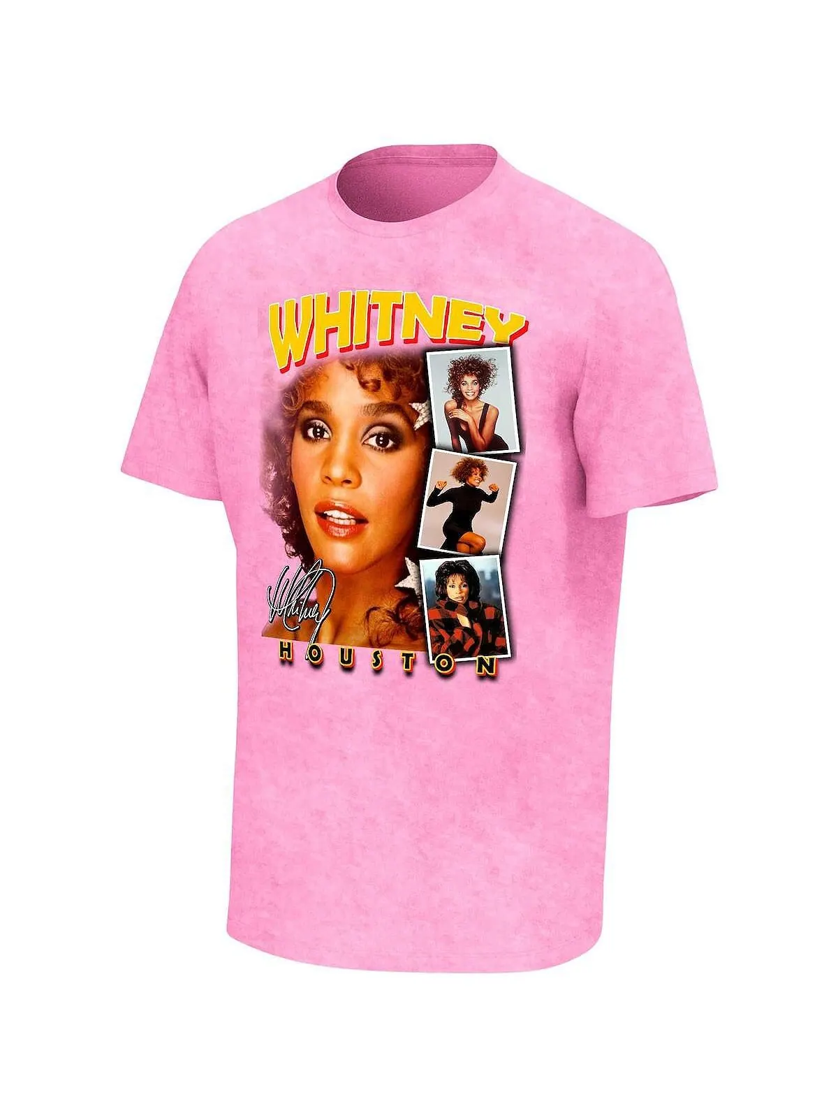 Мужская розовая стираная футболка Whitney Houston Photo Collage Philcos — изображение 2 из 3, розовый