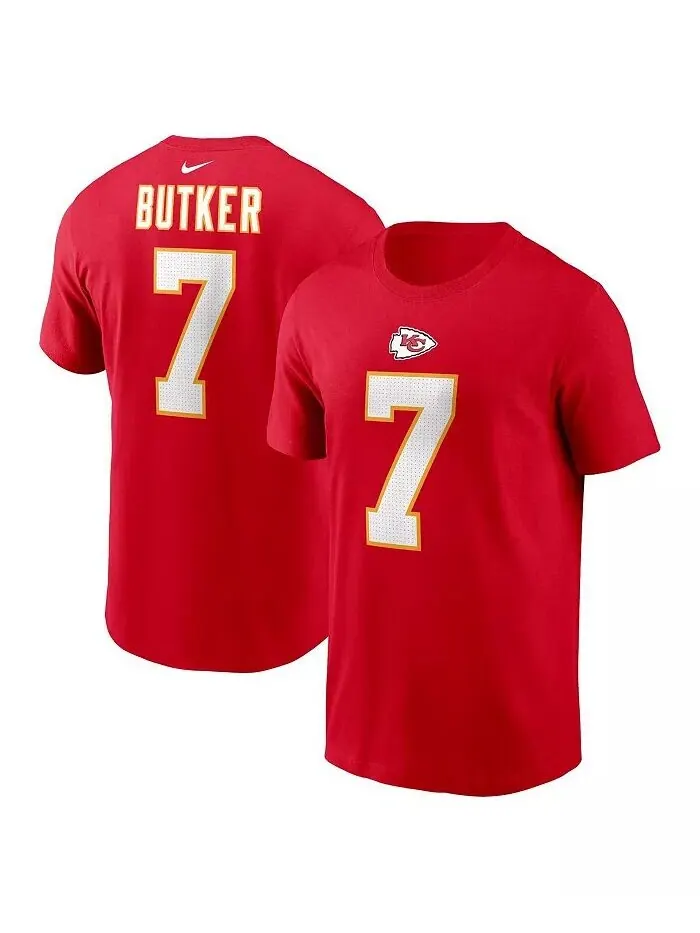 Мужская футболка Harrison Butker Red Kansas City Chiefs с именем и номером Nike — изображение 1 из 3