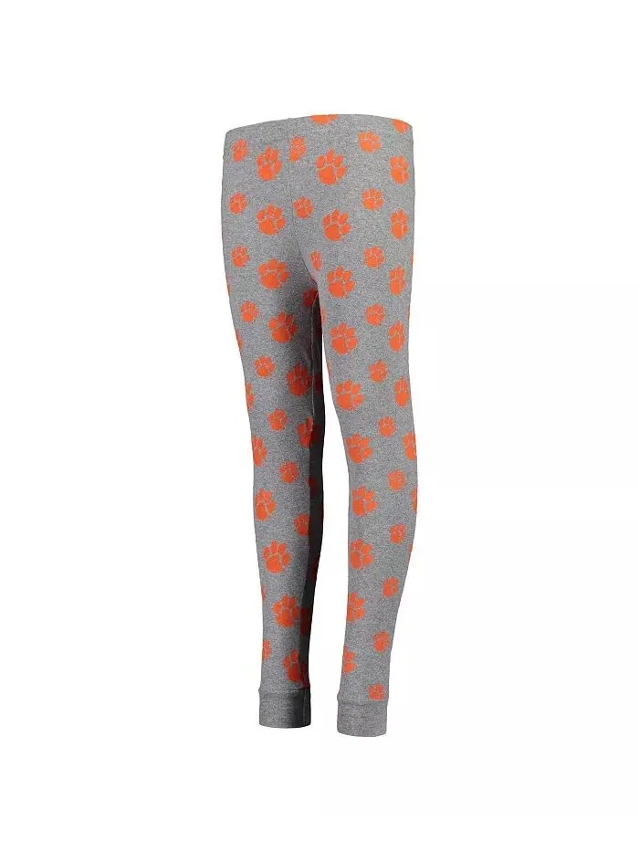 Футболка с длинным рукавом и штаны Big Boys Heathered Gray Clemson Tigers для сна Outerstuff — изображение 3 из 4