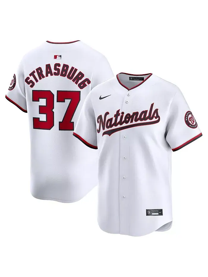 Мужская белая лимитированная игровая футболка Stephen Strasburg Washington Nationals Nike — изображение 1 из 3
