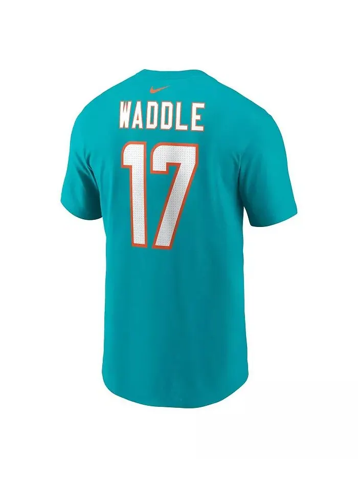 Мужская футболка Jaylen Waddle Aqua Miami Dolphins с именем и номером игрока Nike — изображение 2 из 3