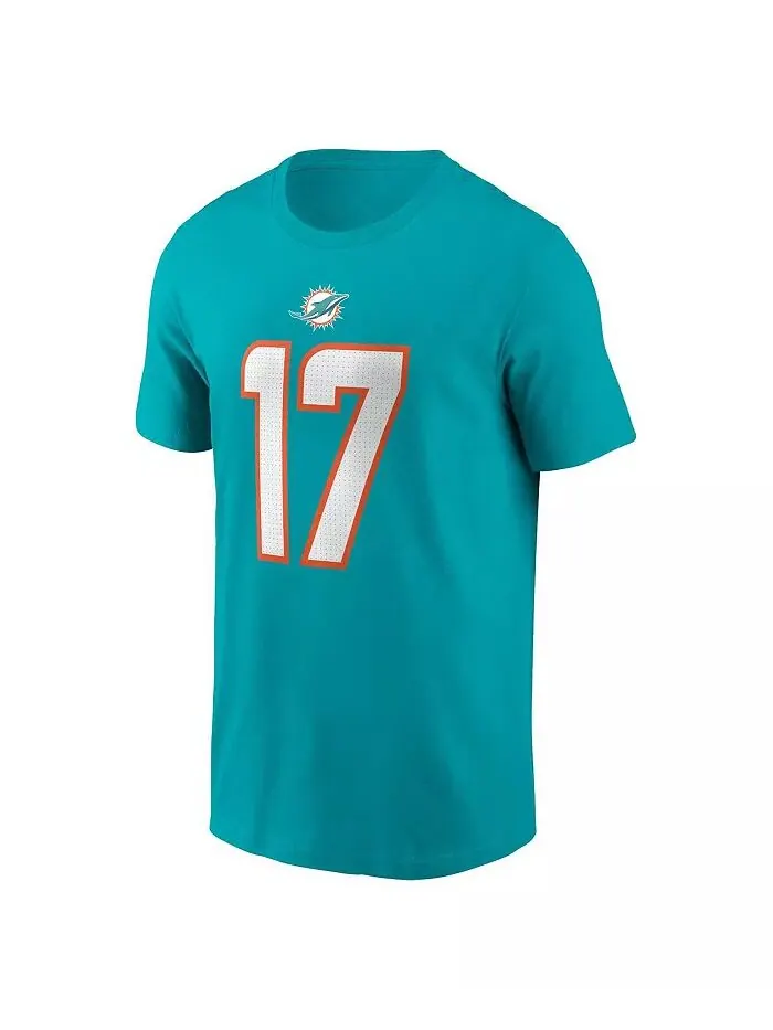 Мужская футболка Jaylen Waddle Aqua Miami Dolphins с именем и номером игрока Nike — изображение 3 из 3