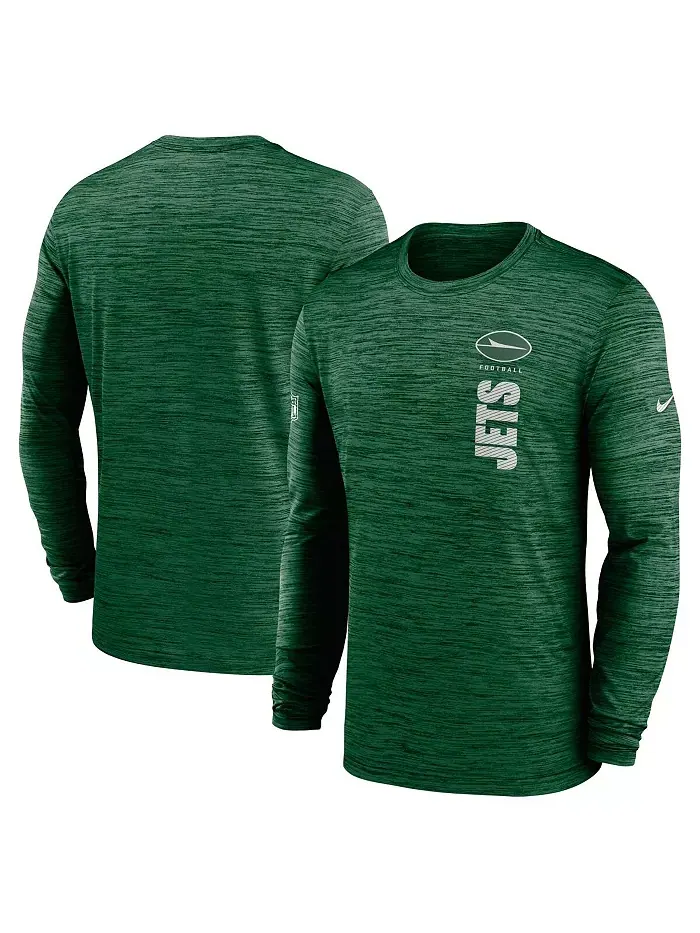 Мужская зеленая футболка New York Jets 2024 Sideline Velocity Performance с длинным рукавом Nike — изображение 1 из 3