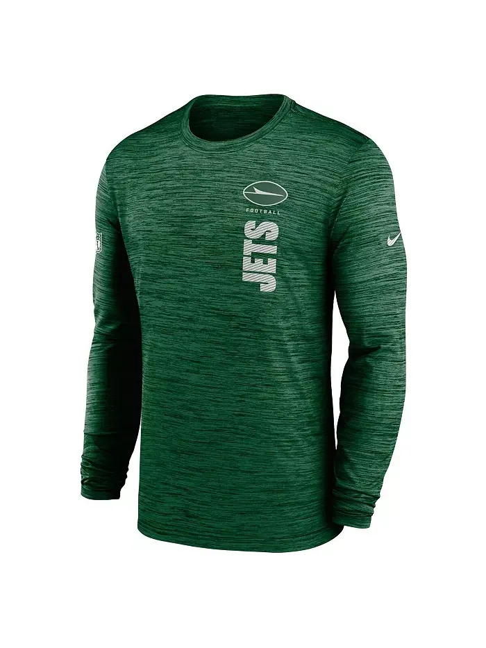 Мужская зеленая футболка New York Jets 2024 Sideline Velocity Performance с длинным рукавом Nike — изображение 2 из 3