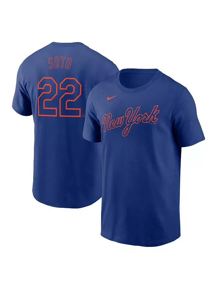 Мужская футболка Juan Soto Royal New York Mets Fuse с именем и номером Nike — изображение 1 из 3