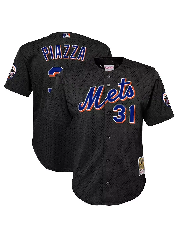 Детская тренировочная бейсбольная майка Mike цвета черный New York Mets из коллекции Cooperstown с — изображение 1 из 3