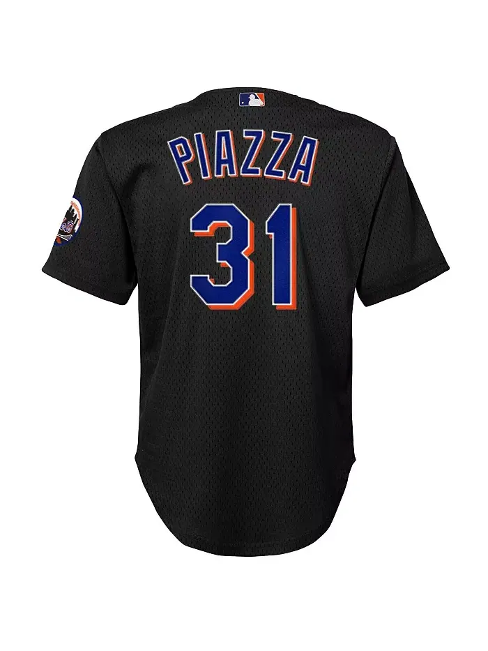 Детская тренировочная бейсбольная майка Mike цвета черный New York Mets из коллекции Cooperstown с — изображение 2 из 3