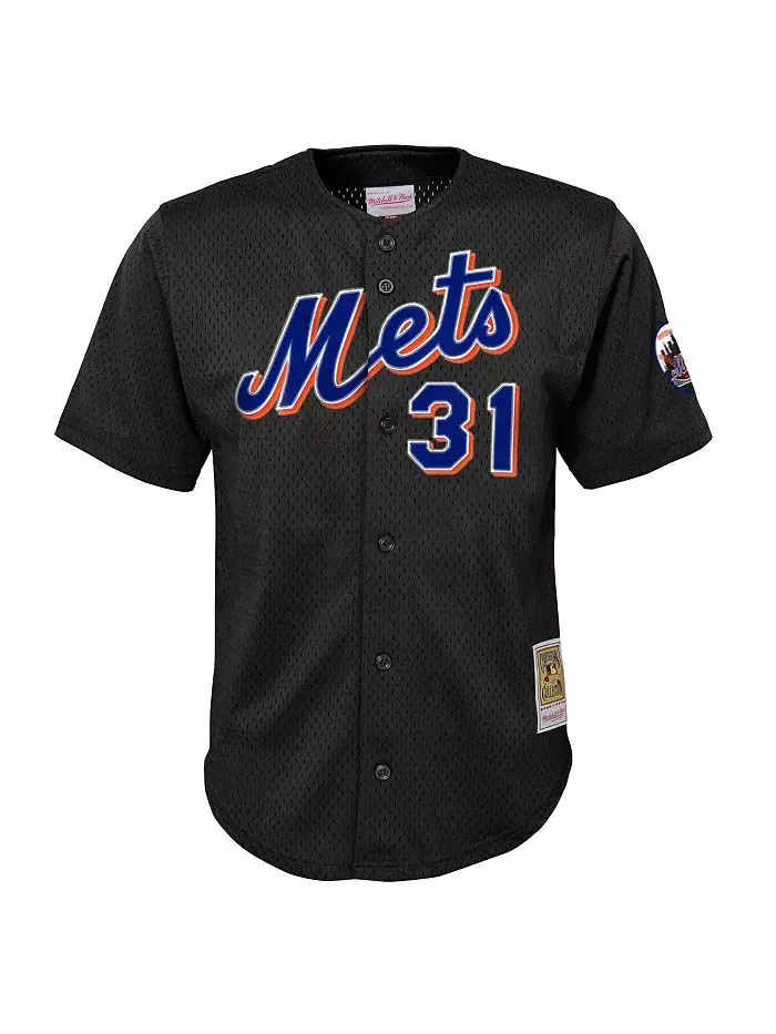Детская тренировочная бейсбольная майка Mike цвета черный New York Mets из коллекции Cooperstown с — изображение 3 из 3