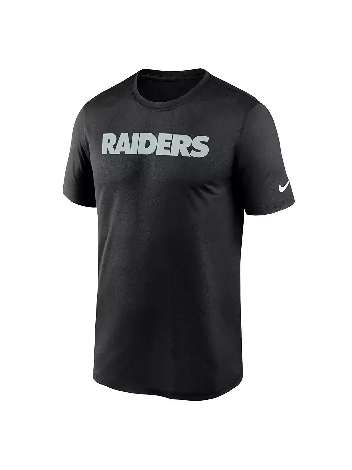 Мужская черная футболка Las Vegas Raiders Primetime Legend Wordmark Performance Nike — изображение 3 из 3