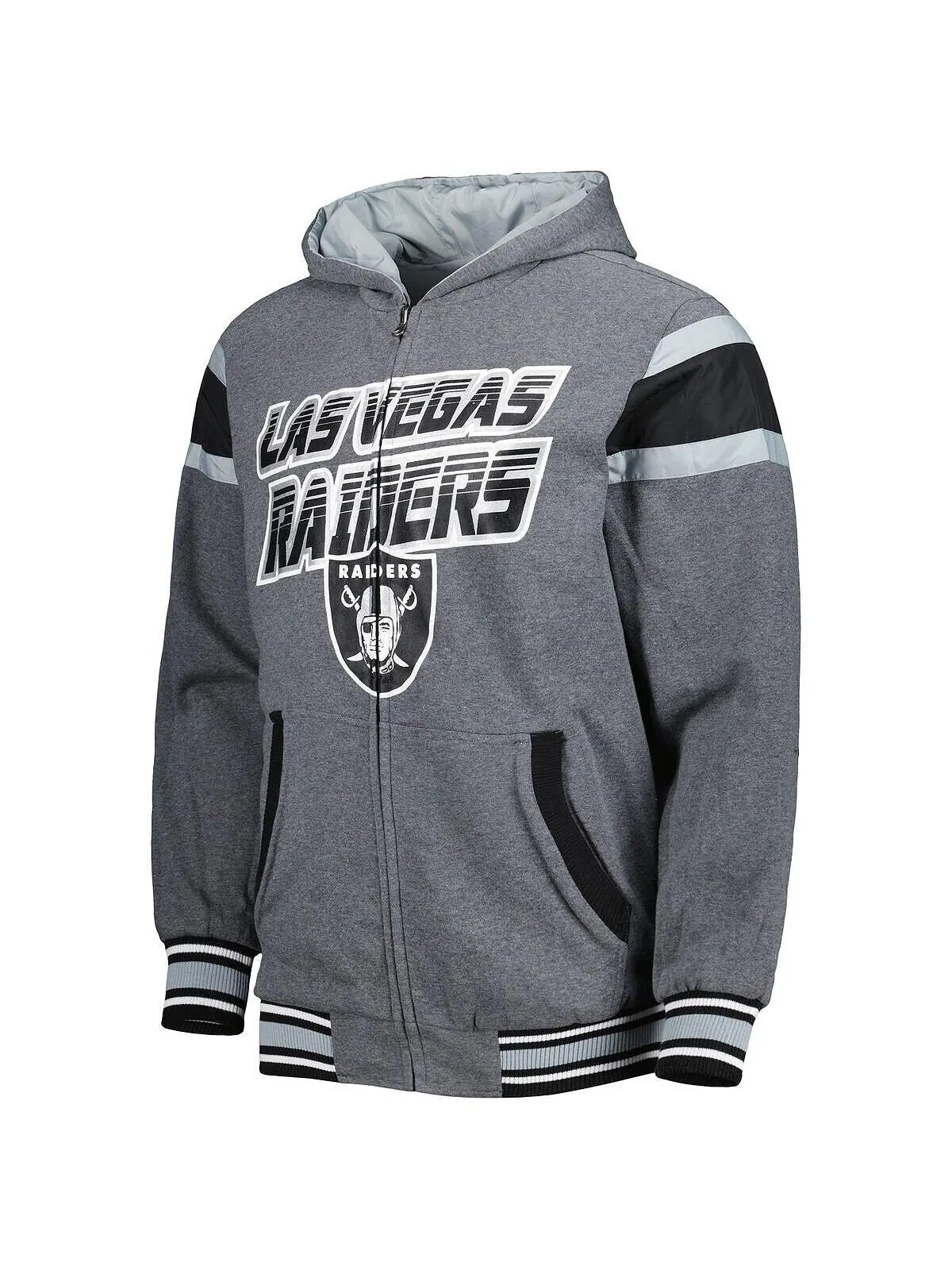 Мужская двусторонняя куртка с капюшоном и молнией во всю спину Las Vegas Raiders Extreme черного — изображение 2 из 4