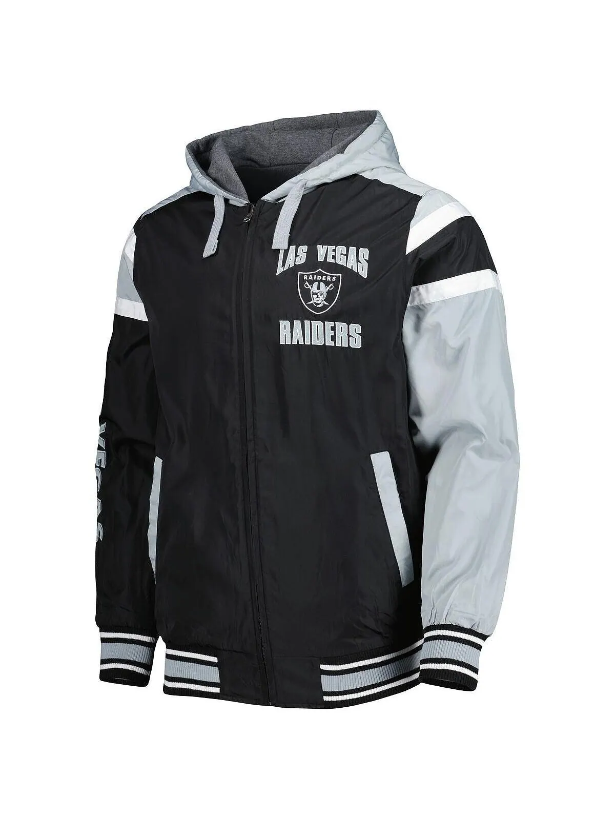 Мужская двусторонняя куртка с капюшоном и молнией во всю спину Las Vegas Raiders Extreme черного — изображение 4 из 4