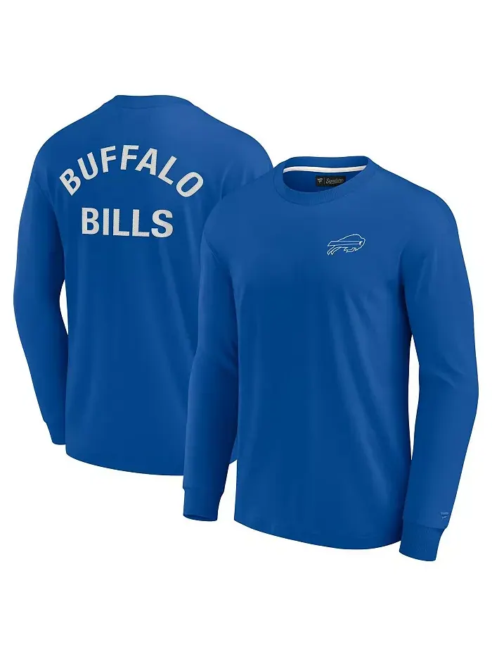 Мужская и женская супермягкая футболка с длинным рукавом Royal Buffalo Bills Fanatics Signature