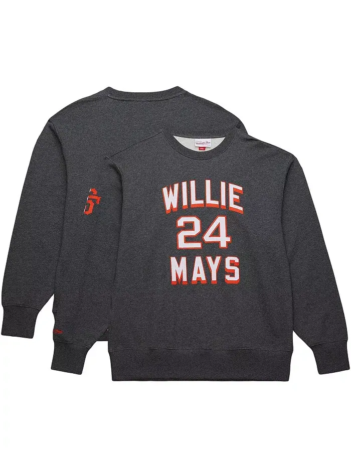 Мужская флисовая толстовка с капюшоном Willie Mays Heather Charcoal из коллекции Legends Collection — изображение 1 из 3