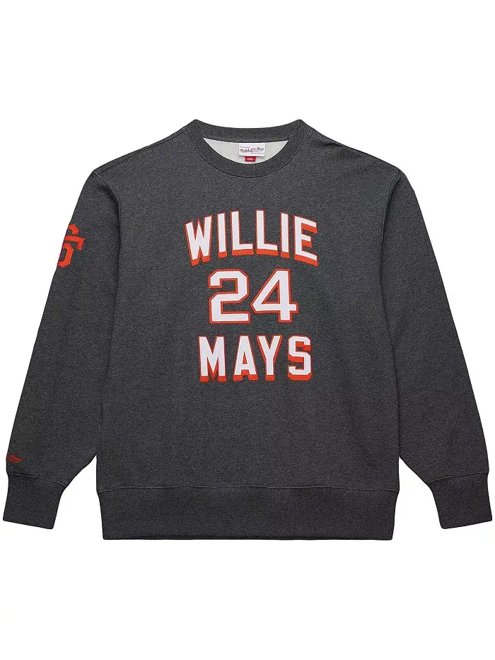 Мужская флисовая толстовка с капюшоном Willie Mays Heather Charcoal из коллекции Legends Collection — изображение 2 из 3