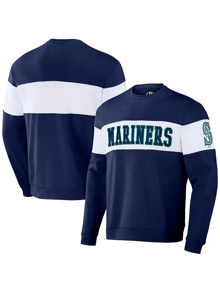 Мужской поло-свитшот Darius Rucker Collection в полоску Seattle Mariners от Navy Fanatics — изображение 1 из 3