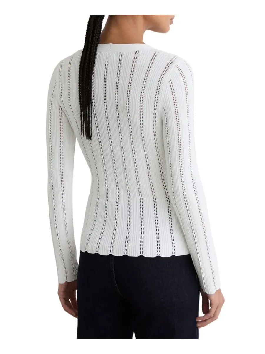 Джемпер с V-образным вырезом и ажурной вязкой Loui Open-Stitch V-Neck Jumper REISS — изображение 5 из 5