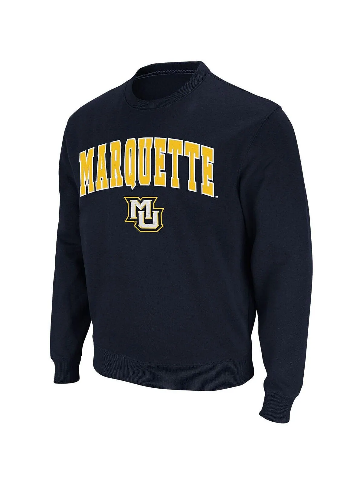 Мужская темно-синяя толстовка с круглым вырезом marquette golden eagles arch и логотипом Colosseum — изображение 2 из 4