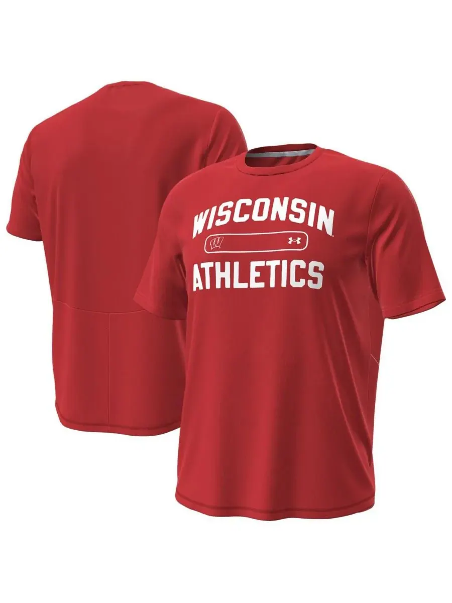 Under Armour Мужская красная футболка Wisconsin Badgers Sideline Knockout — изображение 1 из 3, красный