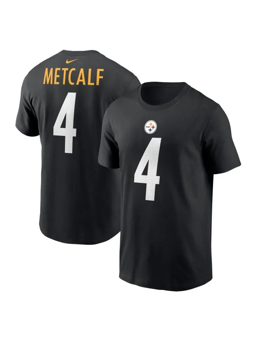 Nike Мужская черная футболка DK Metcalf с именем и номером игрока команды Pittsburgh Steelers — изображение 1 из 3, черный