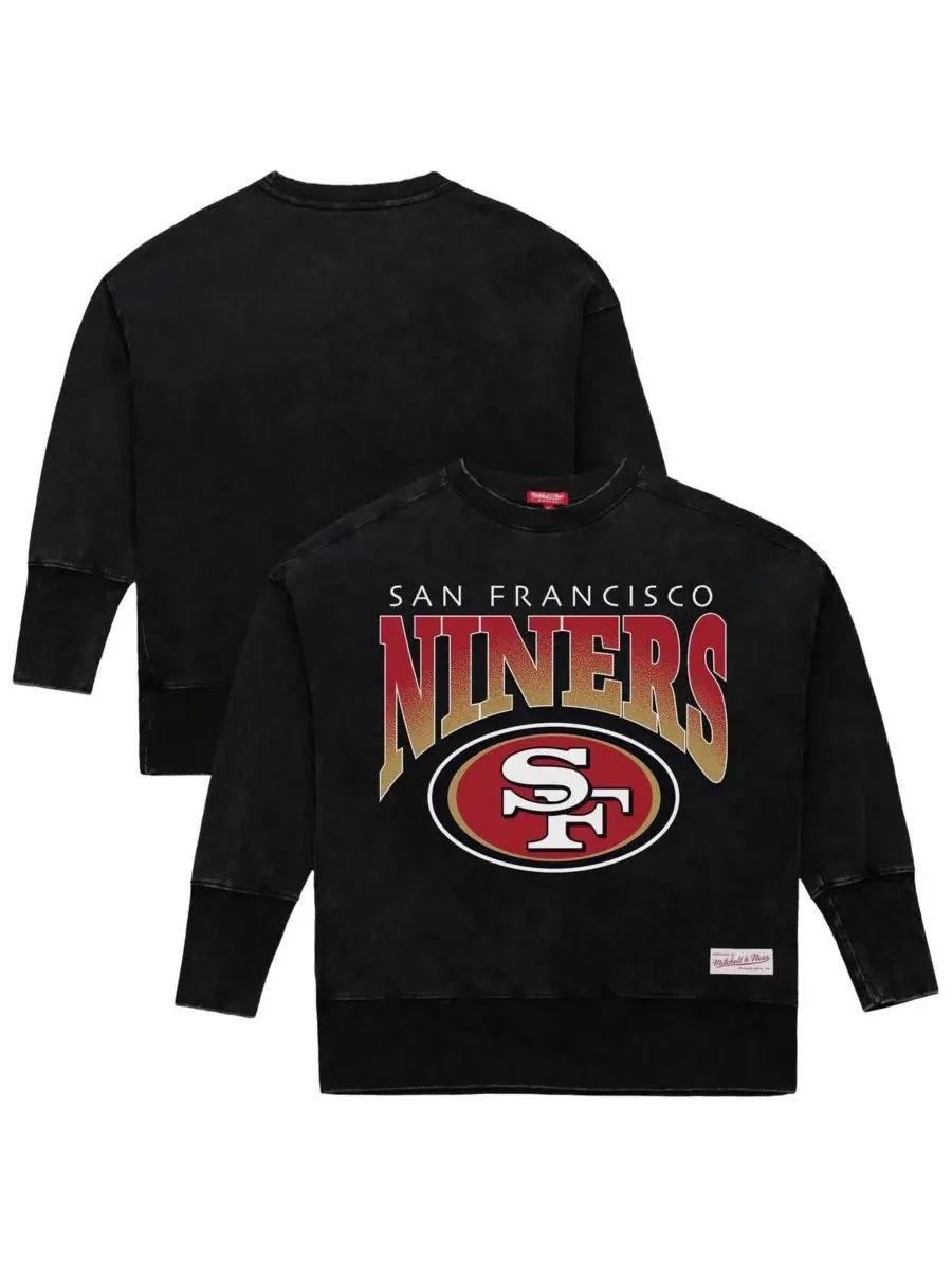 Mitchell & Ness Женская черная толстовка с круглым вырезом San Francisco 49ers Delineate Mineral — изображение 1 из 3, черный