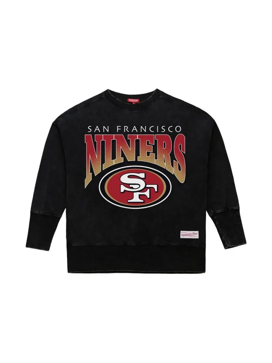 Mitchell & Ness Женская черная толстовка с круглым вырезом San Francisco 49ers Delineate Mineral — изображение 2 из 3, черный