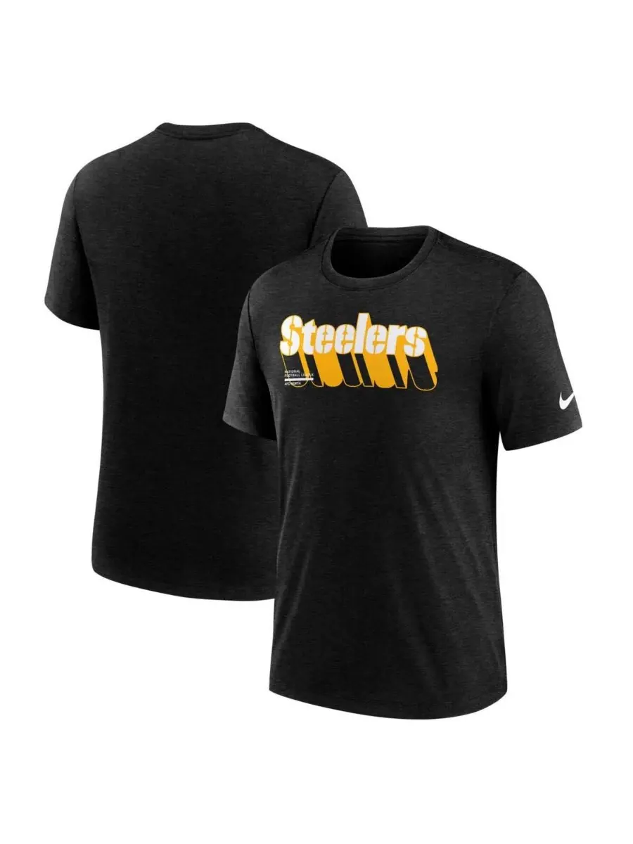 Nike Мужская футболка Pittsburgh Steelers Long Pass Tri-Blend темно-синего цвета, цвет меланж — изображение 1 из 3