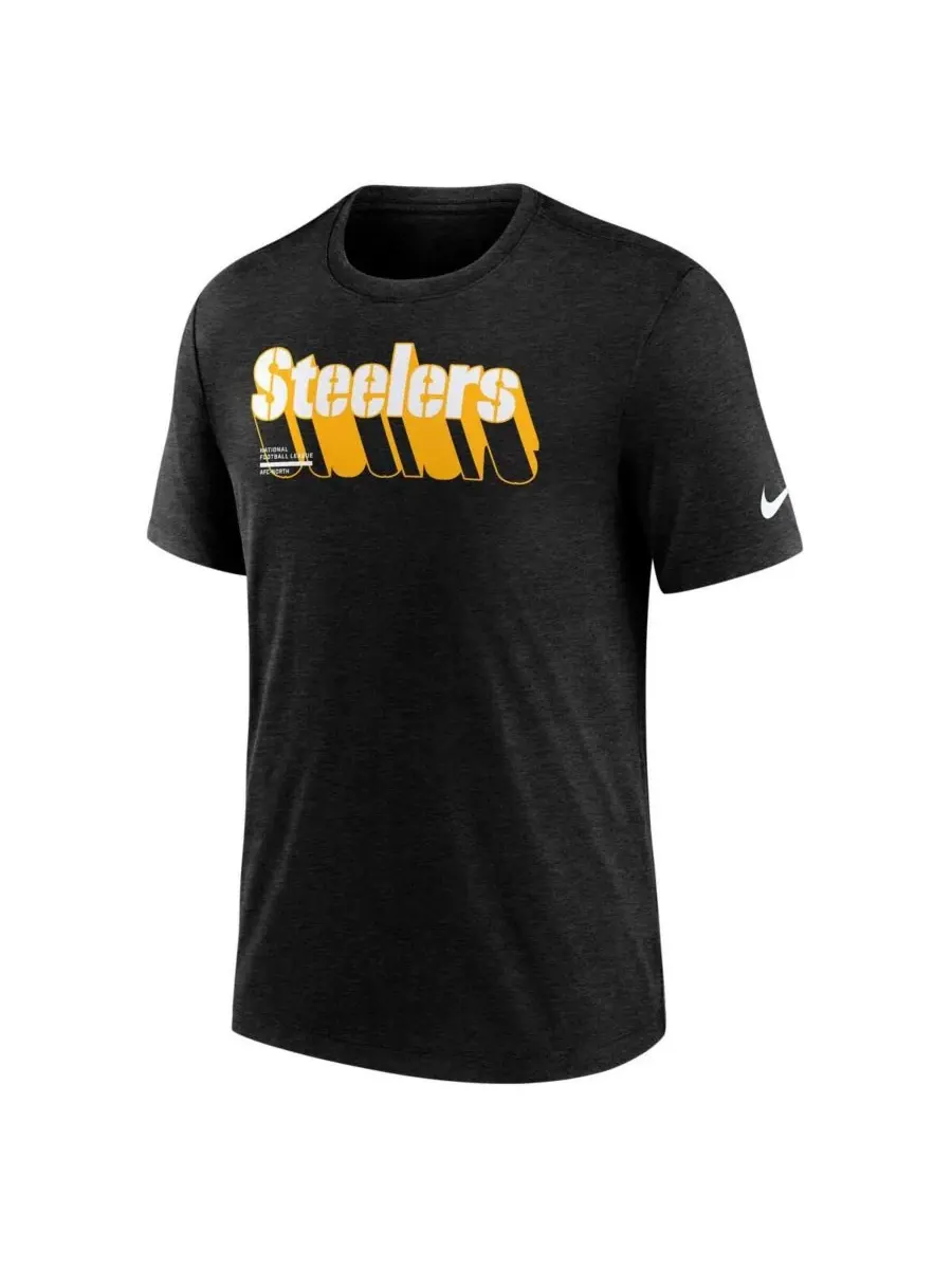Nike Мужская футболка Pittsburgh Steelers Long Pass Tri-Blend темно-синего цвета, цвет меланж — изображение 3 из 3