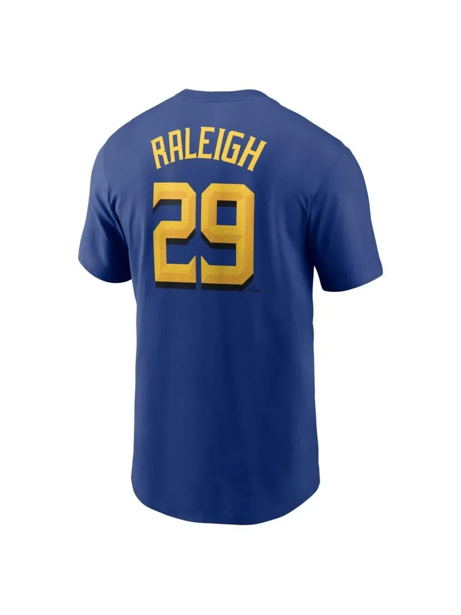 Мужская футболка Cal Raleigh Royal Seattle Mariners City Connect Fuse с именем и номером Nike — изображение 2 из 3