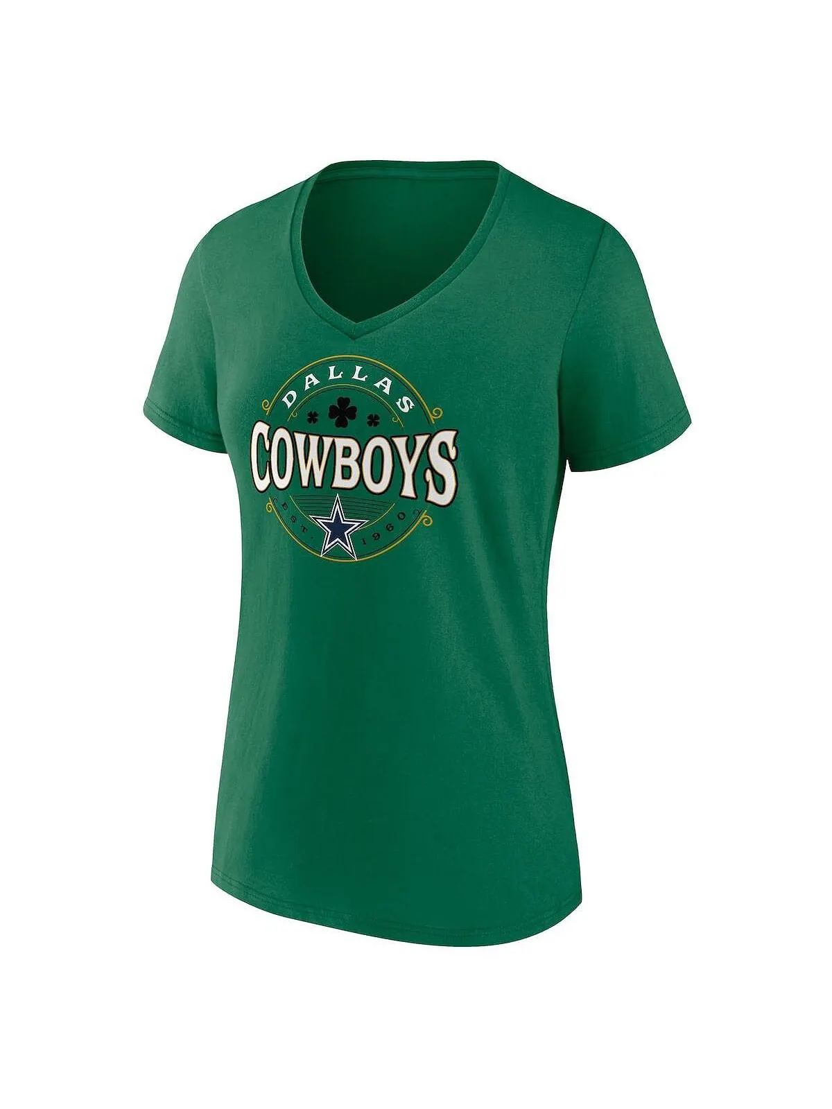 Зеленая женская фирменная футболка Dallas Cowboys Lucky Celtic с v-образным вырезом Fanatics — изображение 2 из 3, зеленый