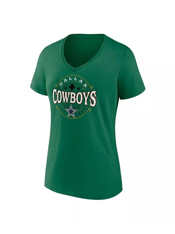 Зеленая женская футболка Dallas Cowboys Lucky Celtic с v-образным вырезом Fanatics — изображение 2 из 3