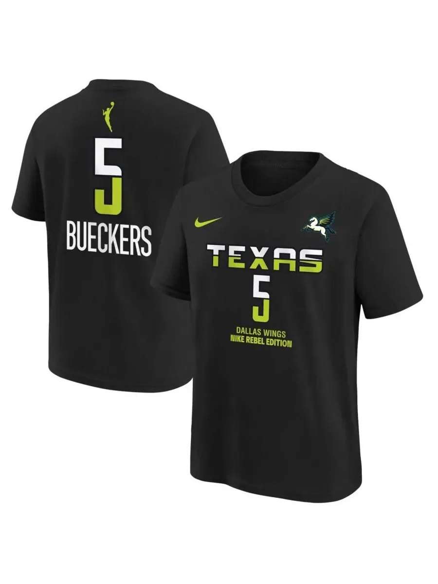 Футболка с именем и номером Пейдж Бьюкерс, игрока команды Dallas Wings, драфт WNBA 2025 года Nike — изображение 1 из 3