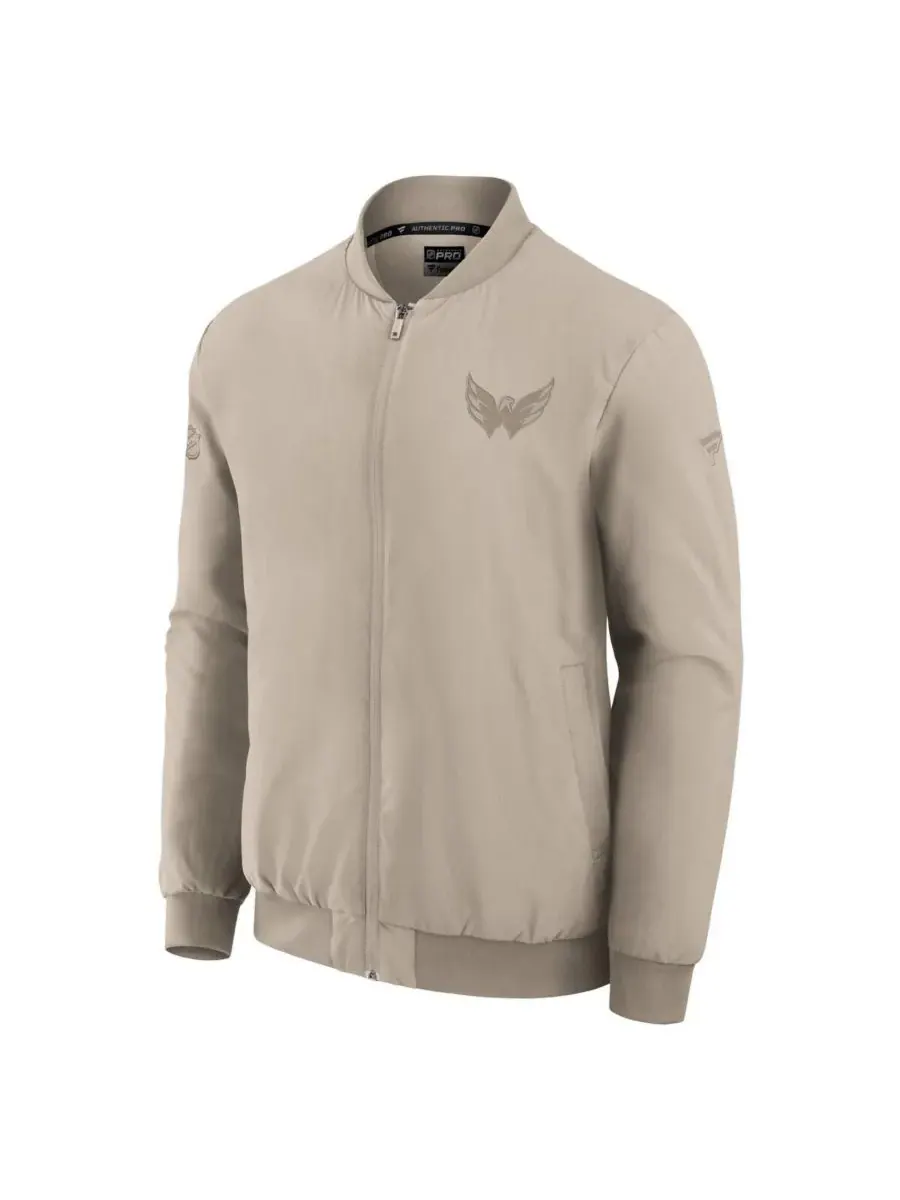 Fanatics Мужская легкая куртка-бомбер на молнии с логотипом Washington Capitals Authentic Pro Road — изображение 2 из 3