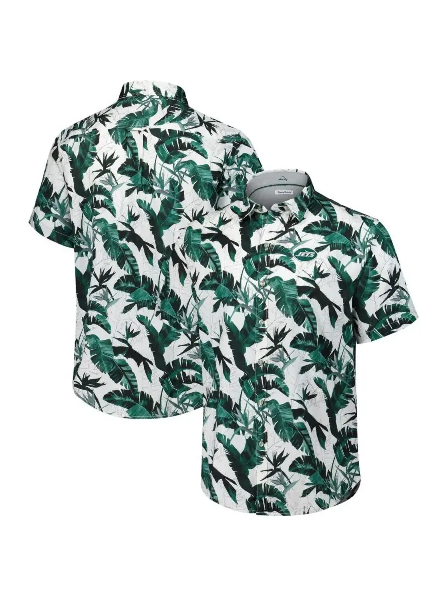 Tommy Bahama Мужская зеленая рубашка на пуговицах New York Jets Sunnyvale Blooms Camp — изображение 1 из 3, зеленый