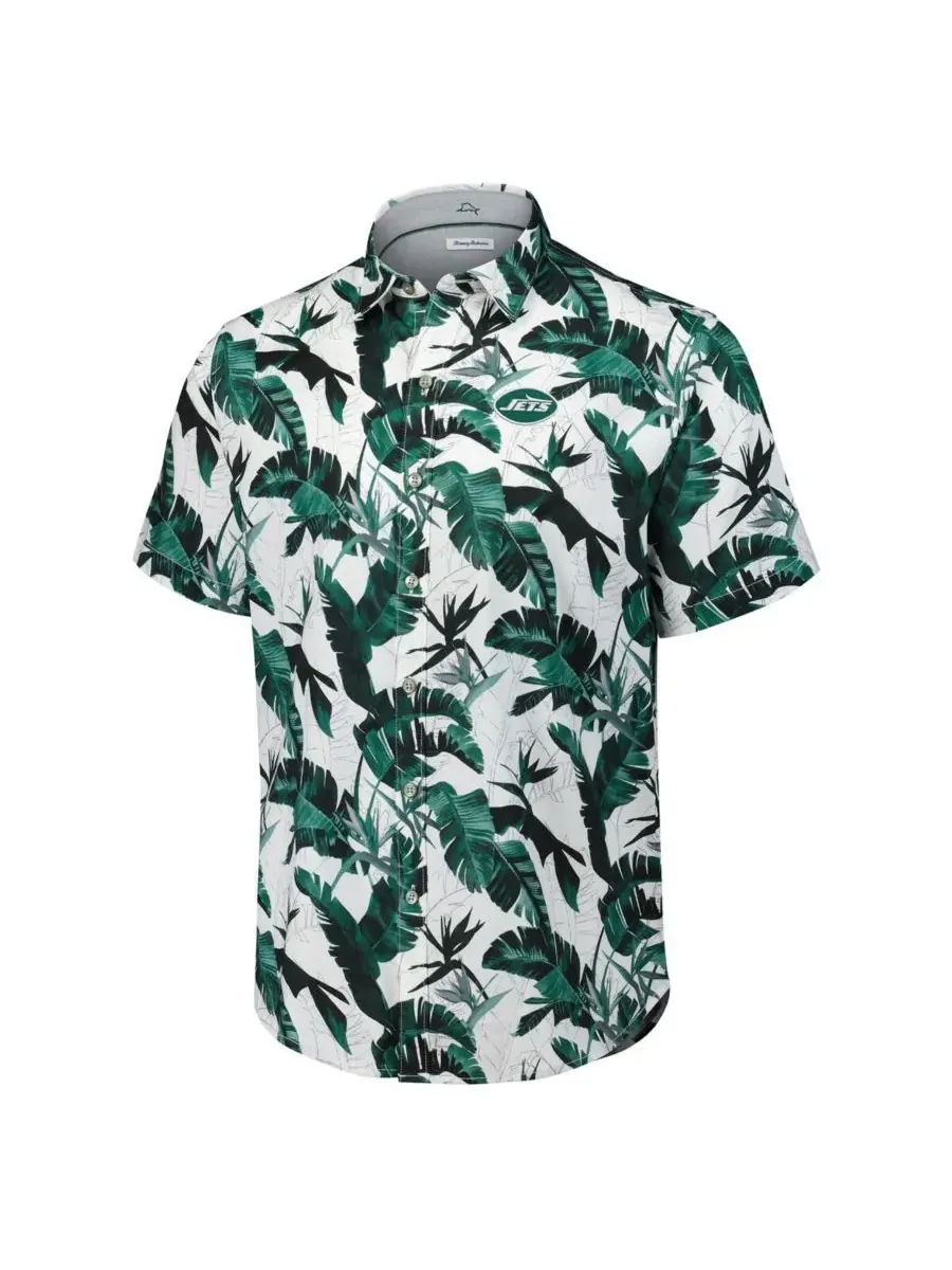 Tommy Bahama Мужская зеленая рубашка на пуговицах New York Jets Sunnyvale Blooms Camp — изображение 2 из 3, зеленый