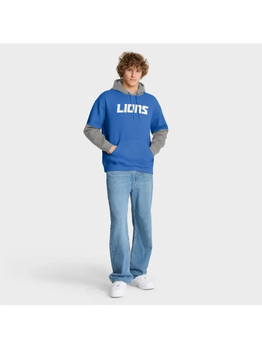 Fanatics Мужская толстовка с капюшоном в виде синего шлема команды Detroit Lions — изображение 4 из 5, синий