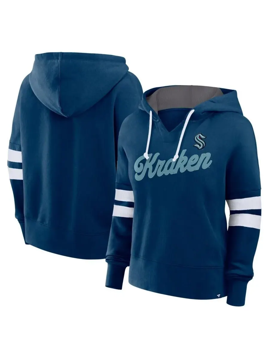 Fanatics Женская флисовая толстовка с капюшоном Seattle Kraken Seize глубокого морского синего цвета — изображение 1 из 3