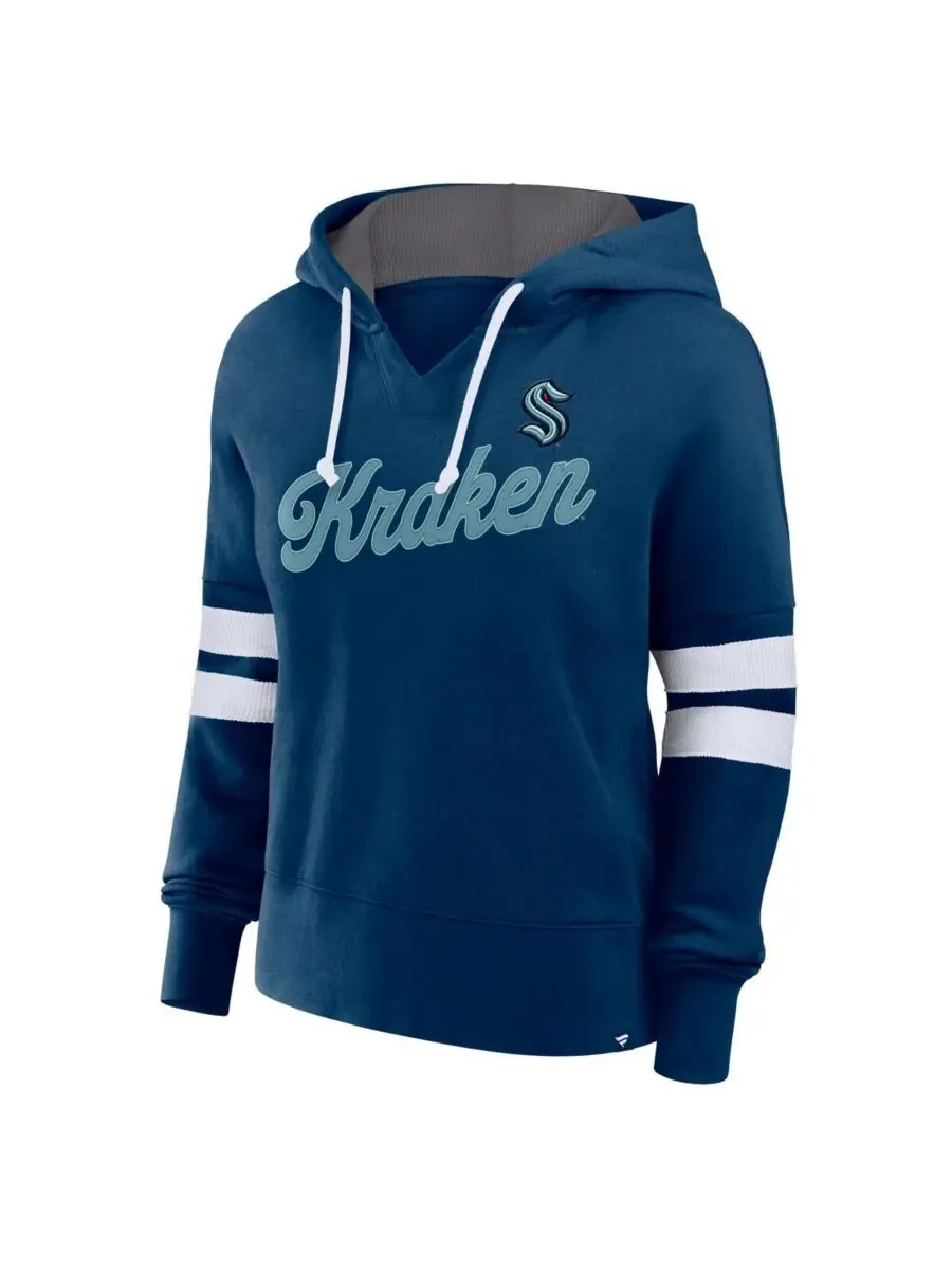 Fanatics Женская флисовая толстовка с капюшоном Seattle Kraken Seize глубокого морского синего цвета — изображение 2 из 3