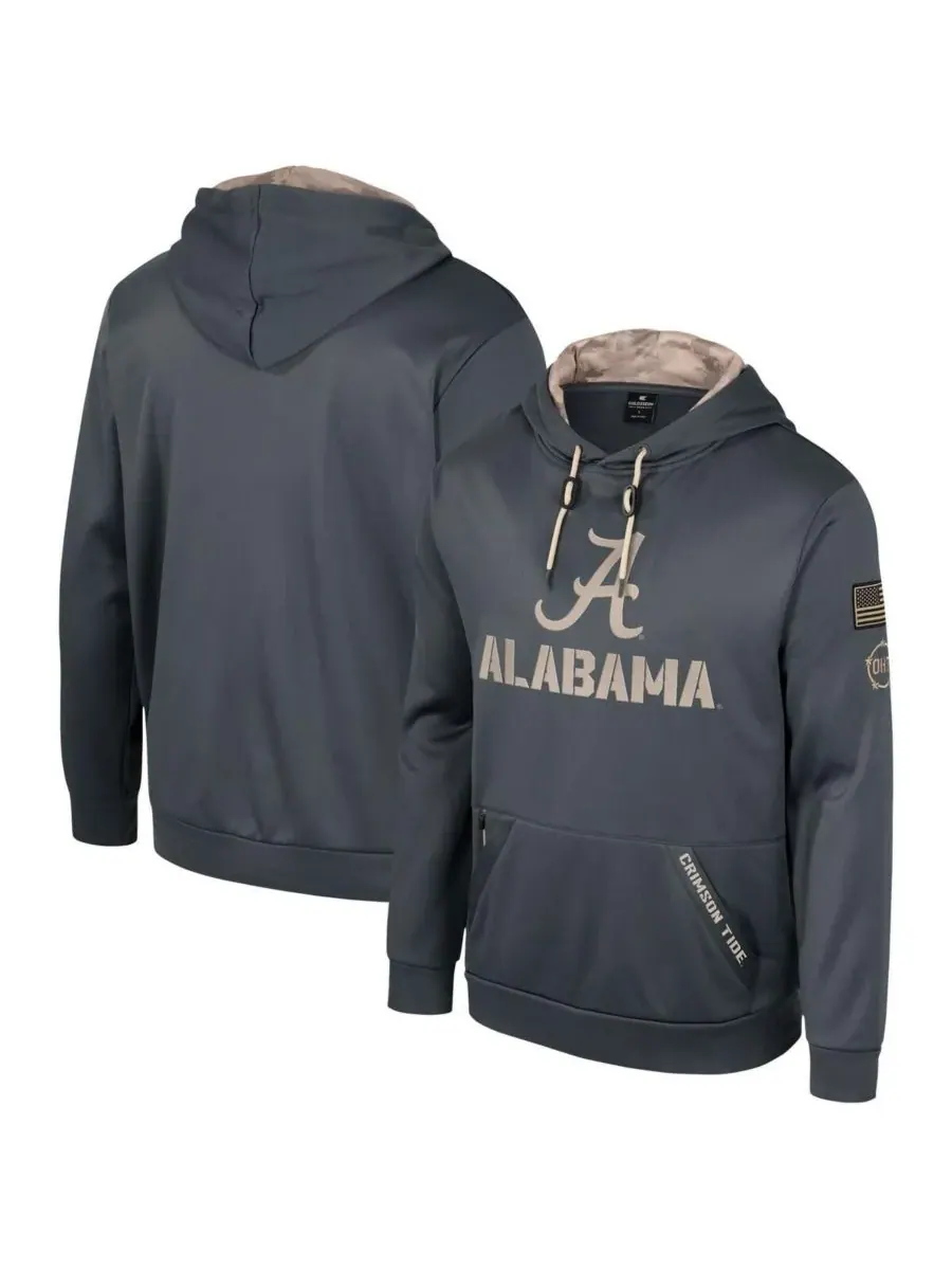 Colosseum Мужская толстовка с капюшоном Alabama Crimson Tide OHT в стиле милитари — изображение 1 из 3, темно-серый