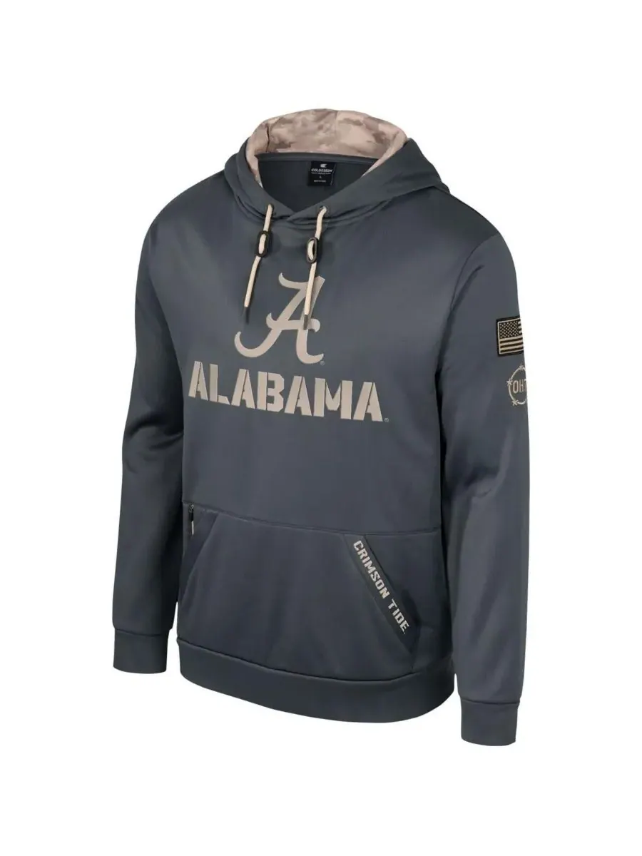 Colosseum Мужская толстовка с капюшоном Alabama Crimson Tide OHT в стиле милитари — изображение 3 из 3, темно-серый