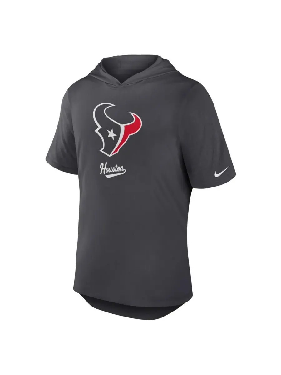 Nike Мужская футболка с капюшоном Houston Texans Tri-Blend Performance цвета антрацит — изображение 3 из 3, серый