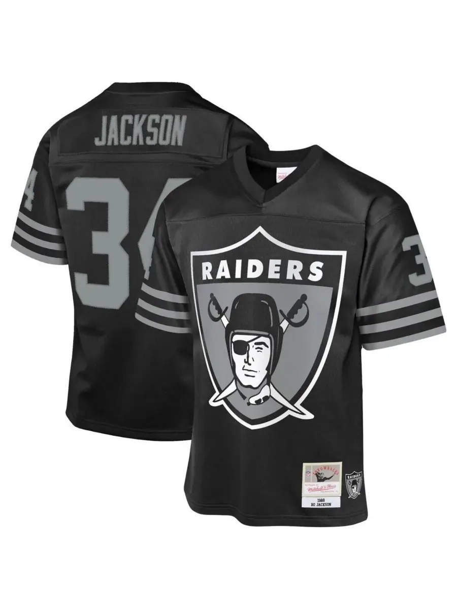 Mitchell & Ness Детская футболка Big Boys and Girls Bo Jackson Black Las Vegas Raiders 1988 — изображение 1 из 3, черный