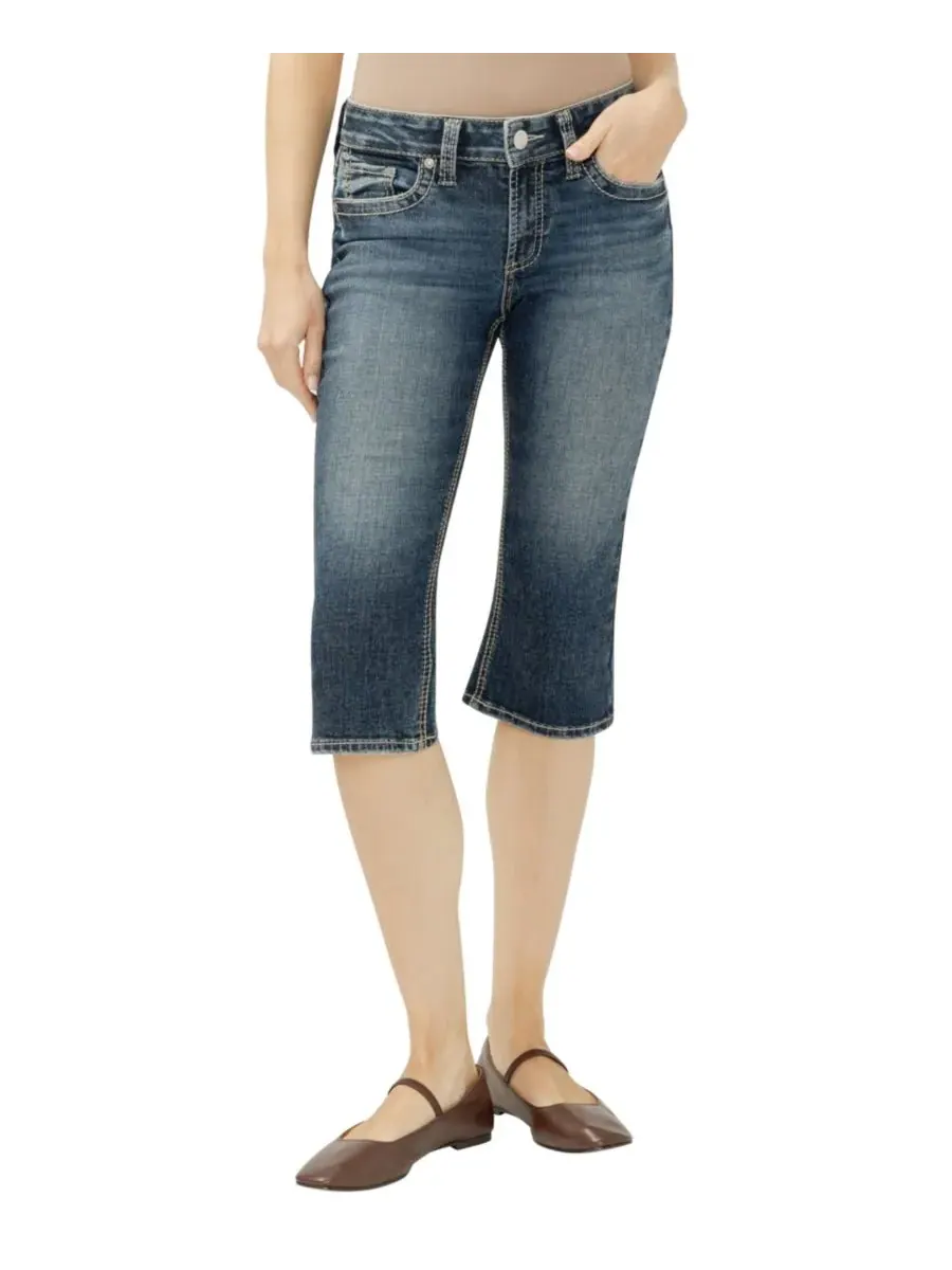 Женские джинсы-капри Suki со средней посадкой Silver Jeans Co., Blanche — изображение 1 из 3